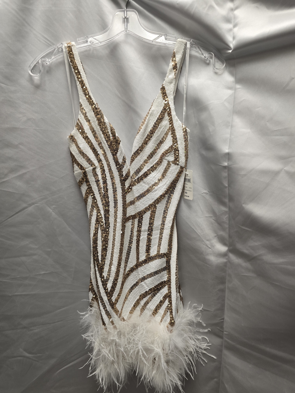 Windsor White Dress with Gold Sequins